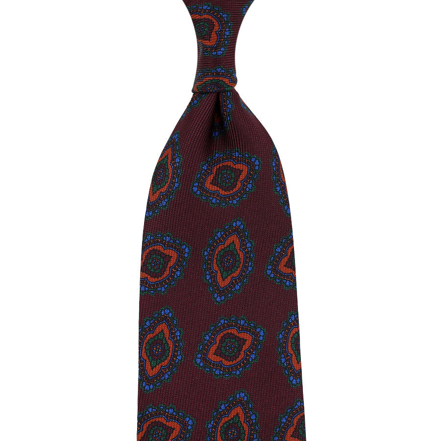 40oz Ancient Madder Silk Tie Hand Rolled