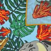 Safari Motif Wool Silk Pocket Square Sky Blue 40x40cm