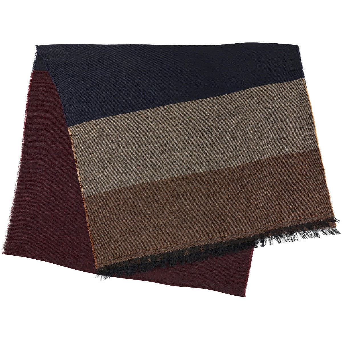 Striped Wool Silk Scarf Burgundy
