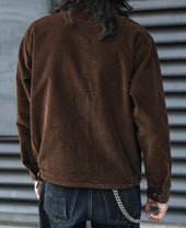 9 Wale Cotton Corduroy Zip-Up Jacket - Brown