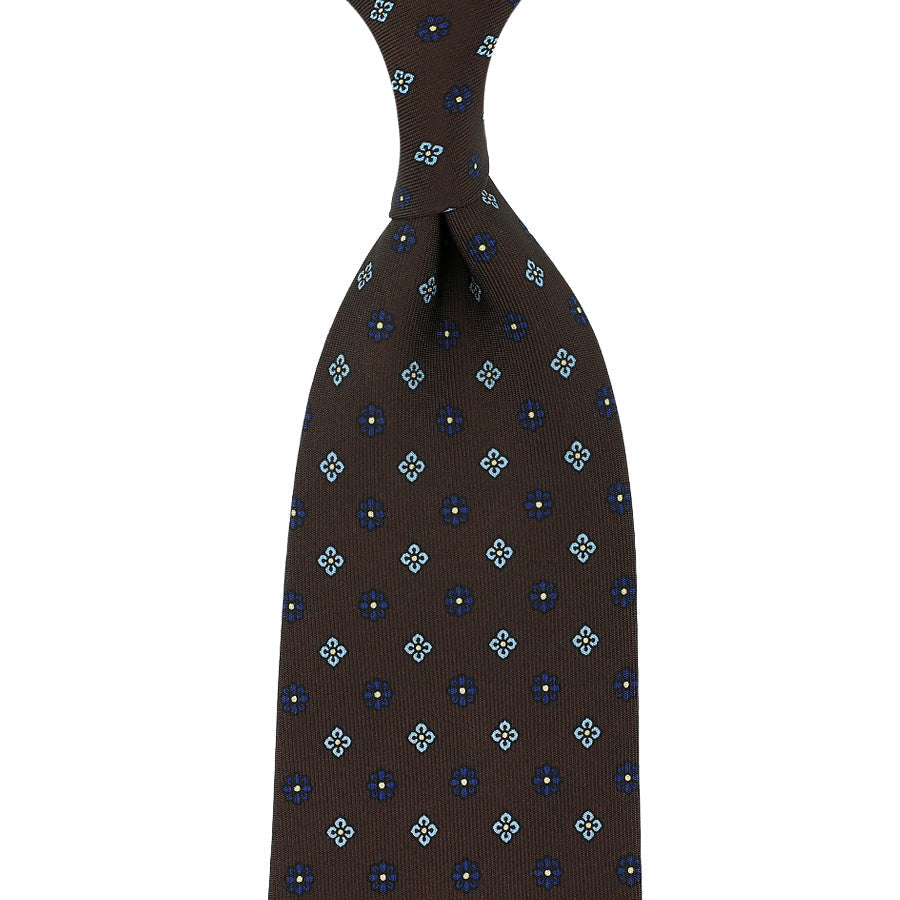 Floral Printed Silk Tie Hand Rolled