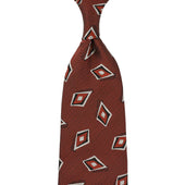Geometrical Jacquard Silk Tie - Rust - Hand-Rolled