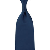 Plain Japanese Jacquard Silk Tie - Navy - Hand-Rolled