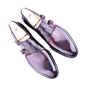 Double Buckle Monk With Alligator Paralell Straps