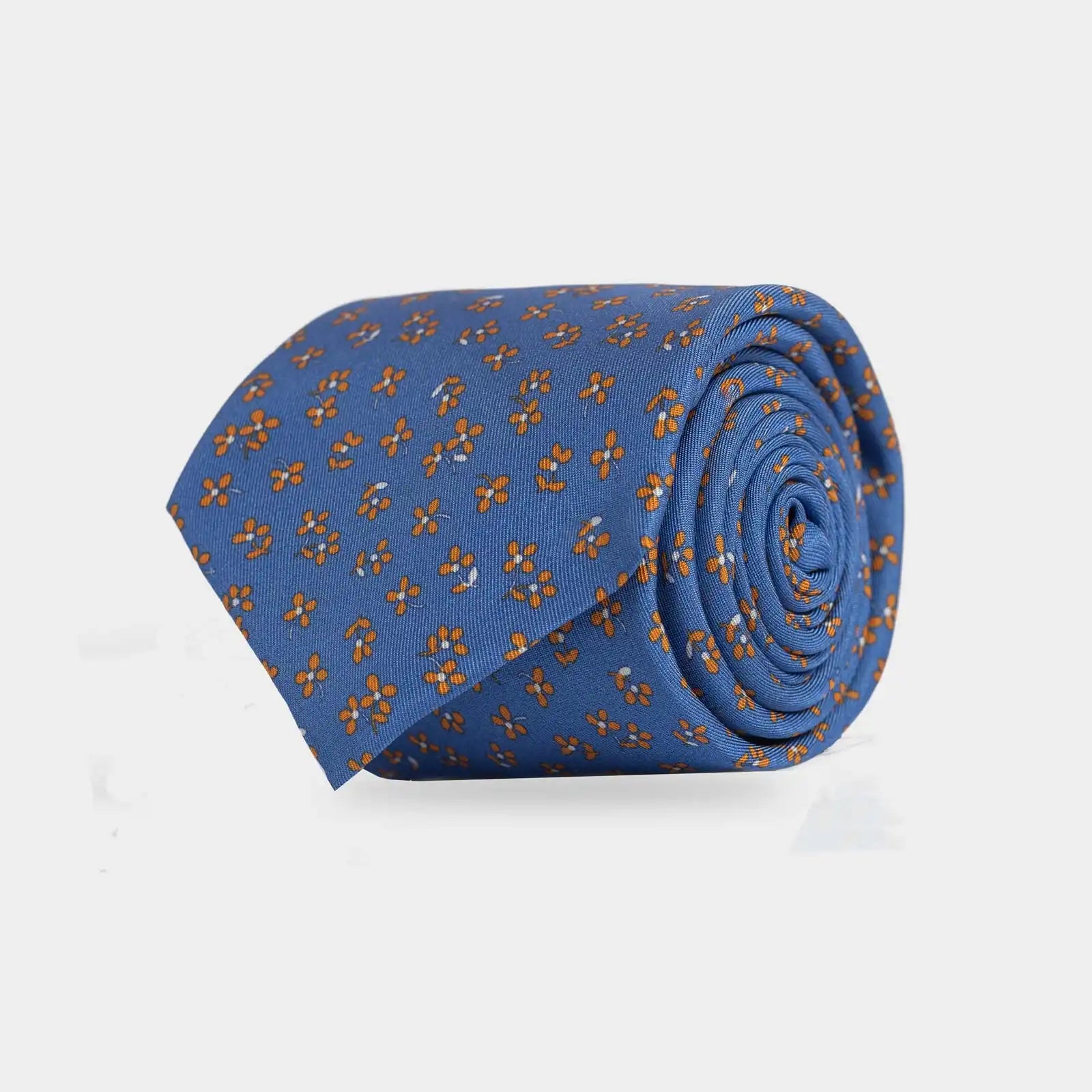 The Bright Blue Bellomo Floral Silk Tie