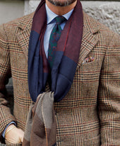 Striped Wool Silk Scarf Burgundy