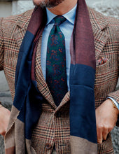 Striped Wool Silk Scarf Burgundy