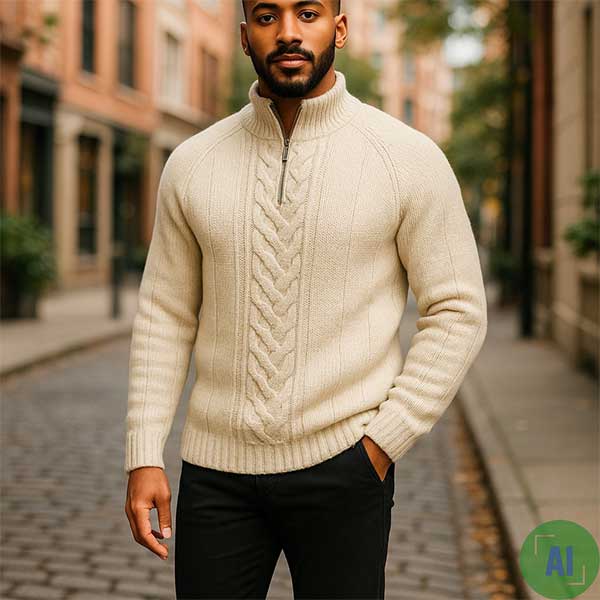 1i Cabled Zip Sweater