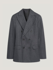 Charcoal Chalk Stripe Double Breasted Jacket