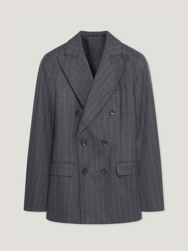 Charcoal Chalk Stripe Double Breasted Jacket