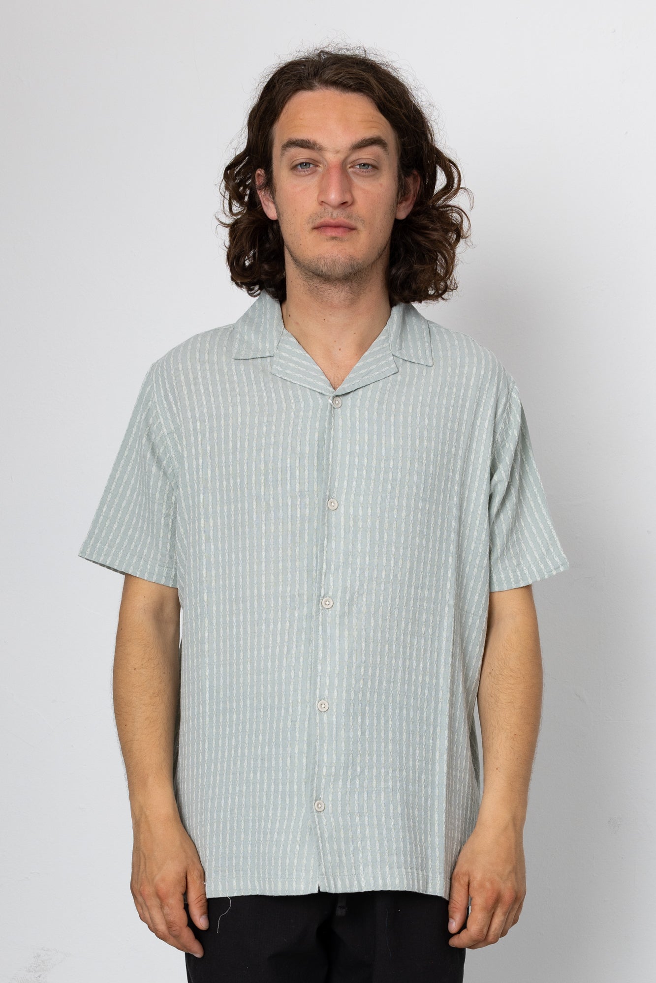Harris Short Sleeve Shirt - Seafoam / Ecru