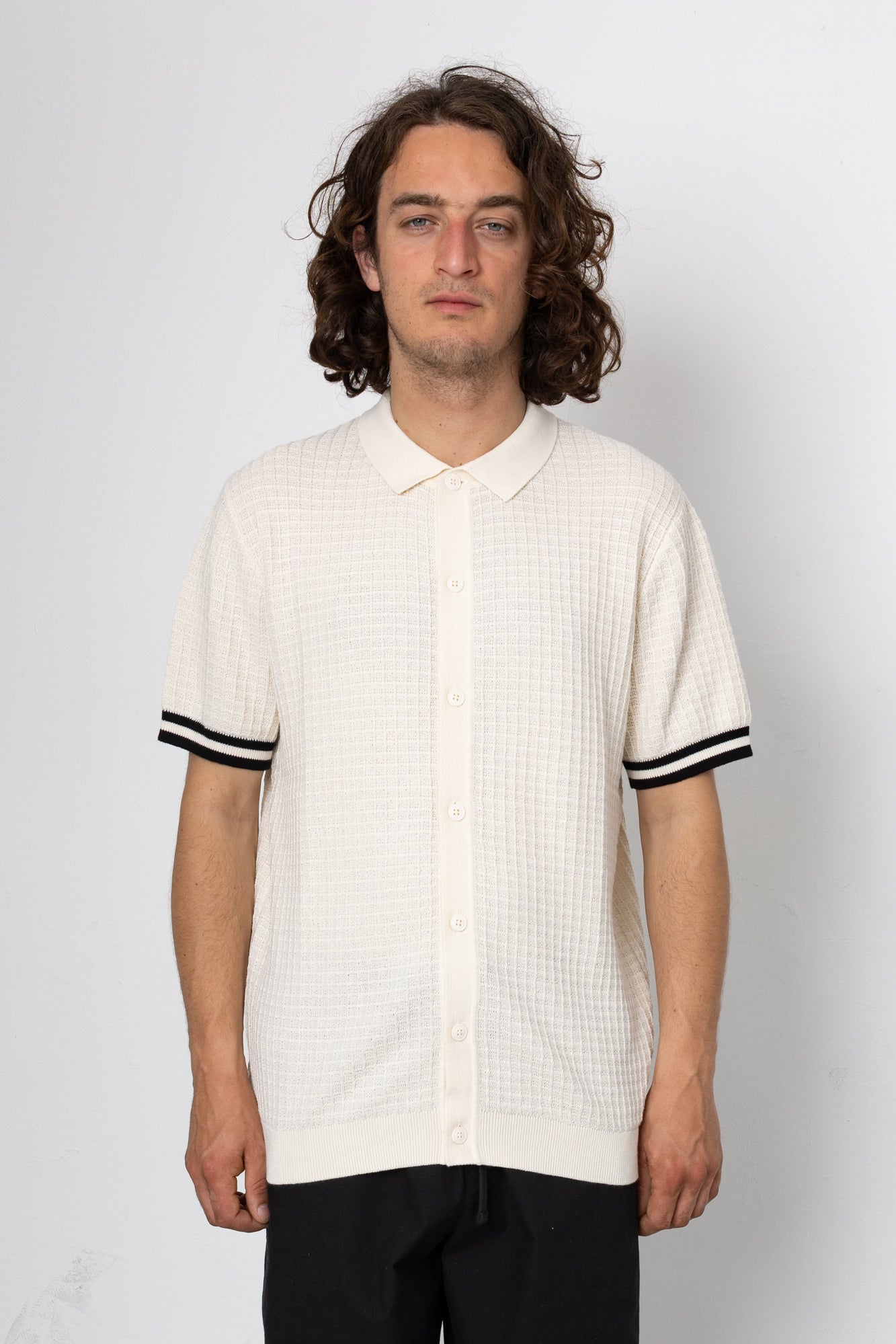 Beech Tipped Button Through - Ecru / Black
