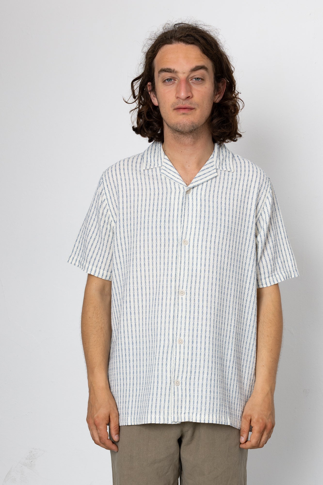 Harris Short Sleeve Shirt - Soft Blue / Ecru