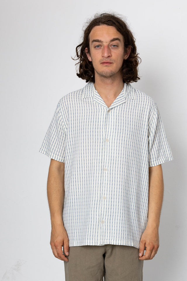 Harris Short Sleeve Shirt - Soft Blue / Ecru