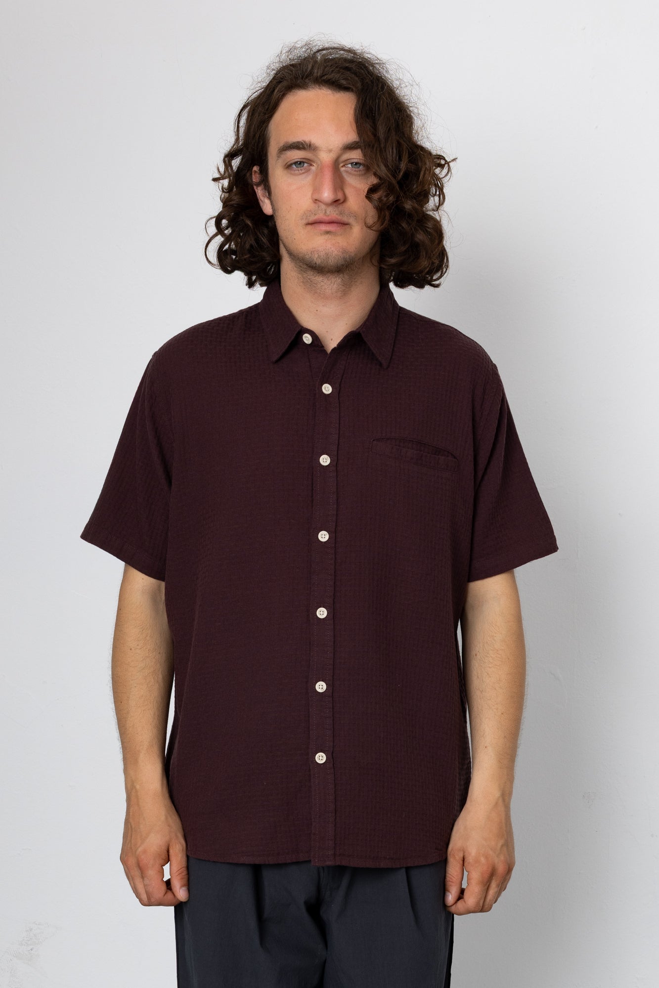 Wilkes Short Sleeve Shirt - Dark Burgundy