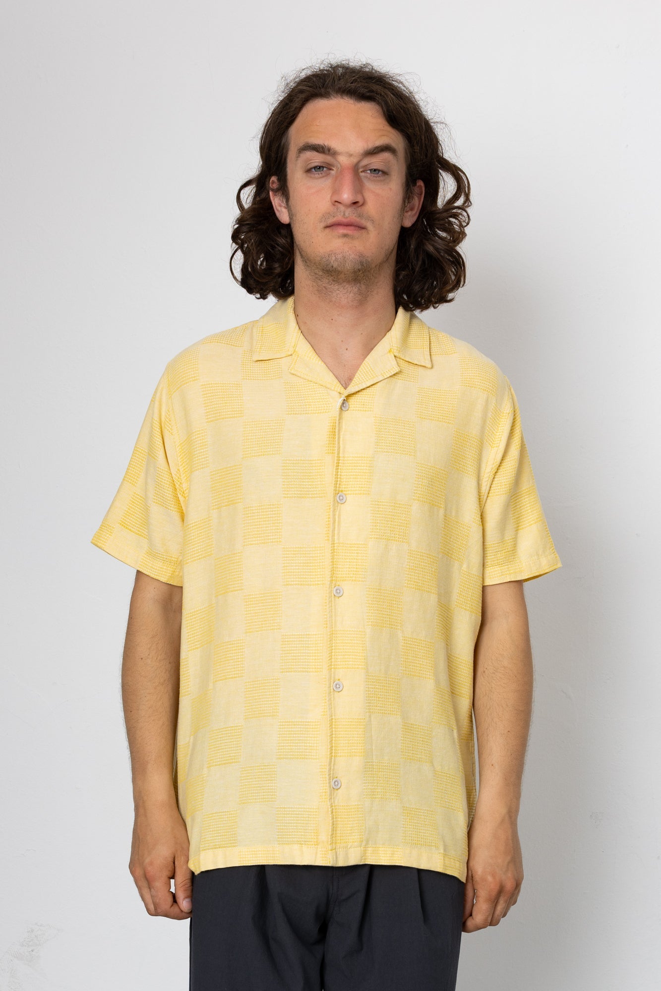 Patch Short Sleeve Shirt - Soft Yellow