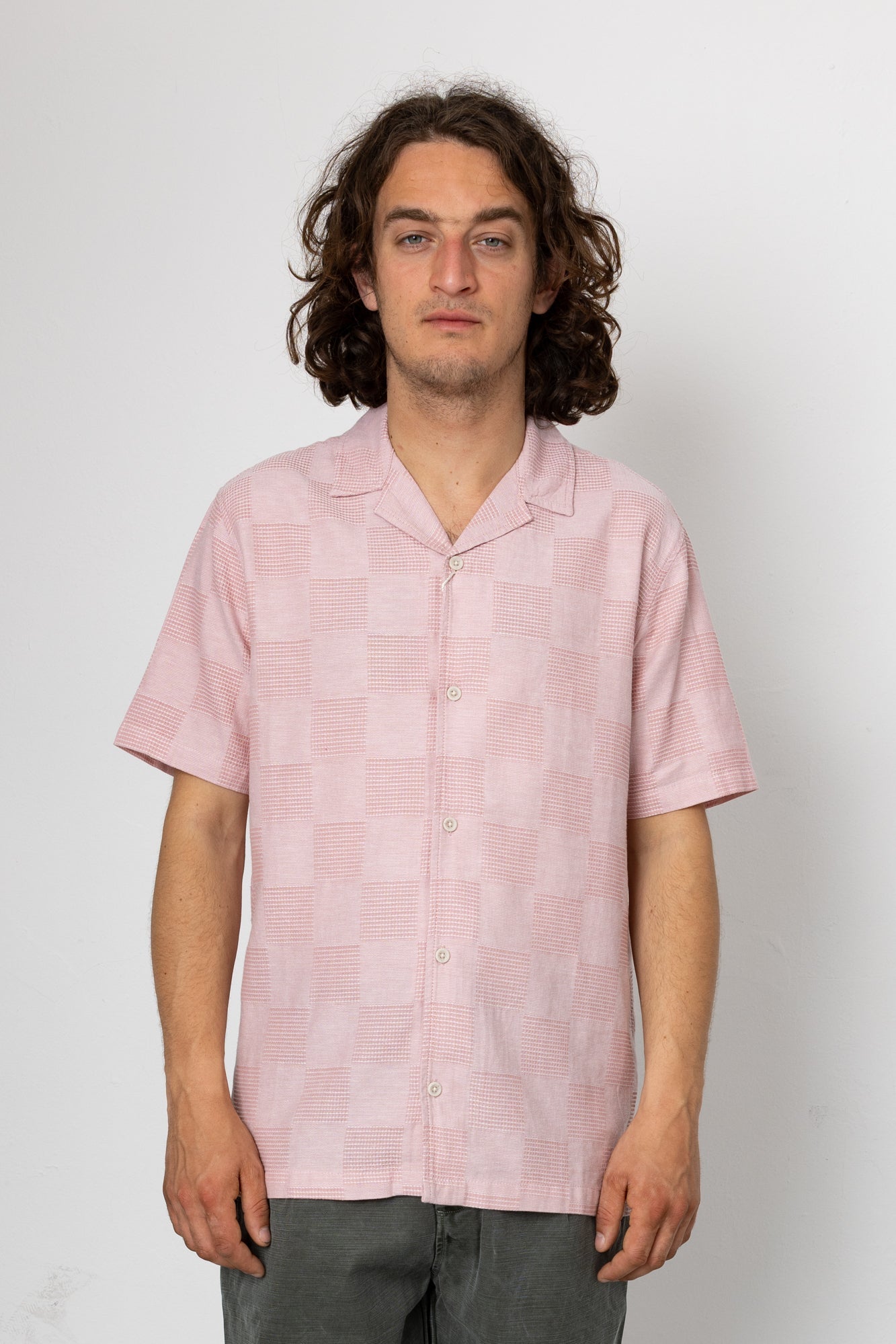 Patch Short Sleeve Shirt - Soft Pink