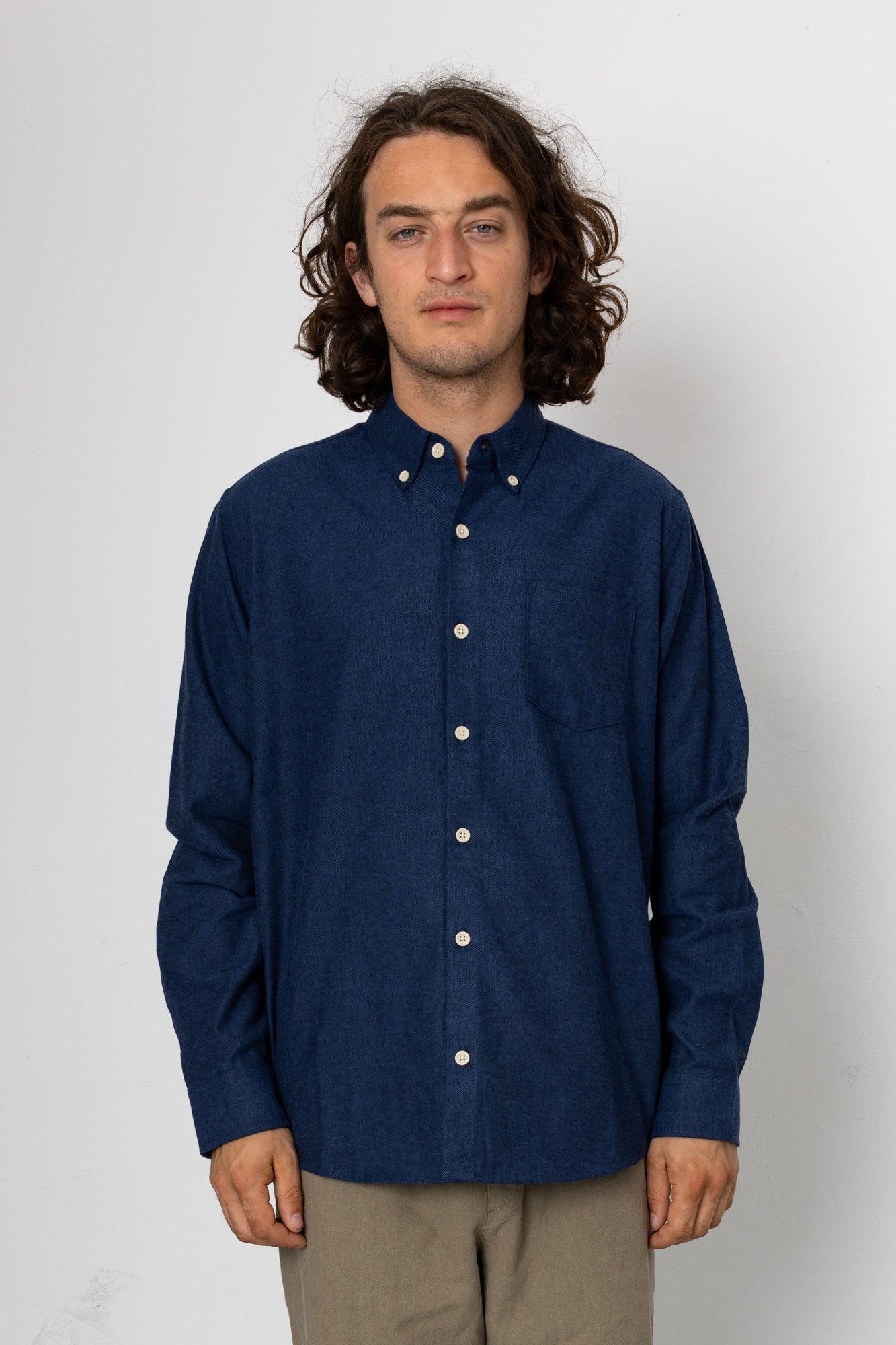 Lewis Long Sleeve Shirt - Navy / Blue