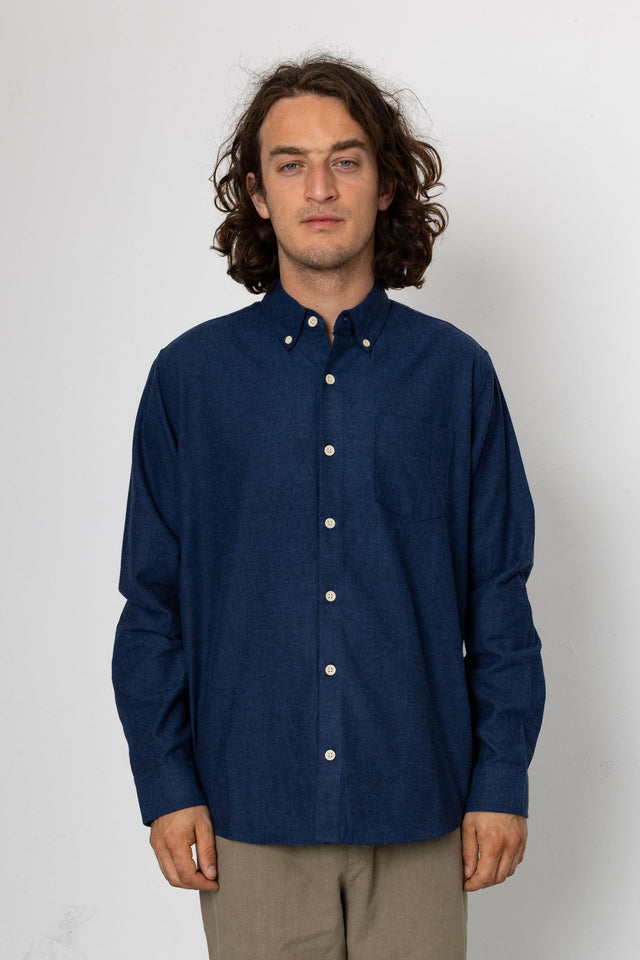Lewis Long Sleeve Shirt - Navy / Blue