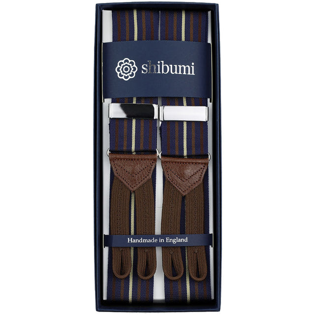 Barathea Braces - Navy / Brown