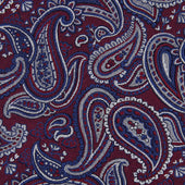 Paisley Jacquard Bespoke Silk Tie - Burgundy / Navy