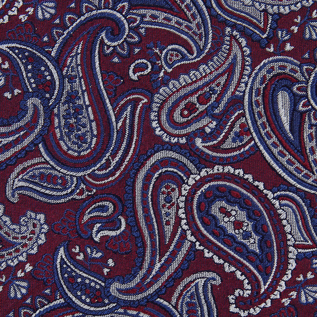 Paisley Jacquard Bespoke Silk Tie - Burgundy / Navy