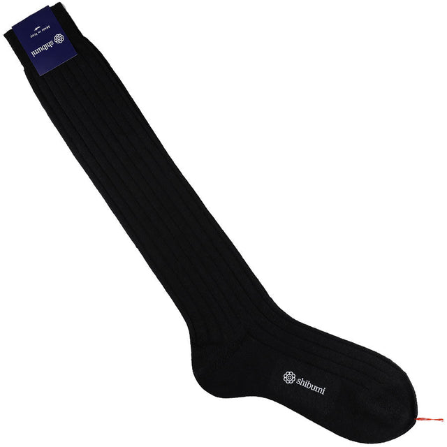 Knee Socks - Ribbed - Black - Linen