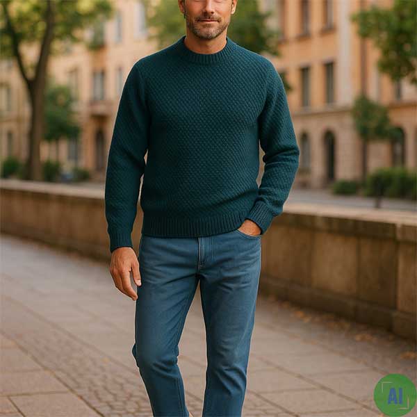 1T Country Meetings Crew Neck Sweater – 100% Pure New Wool