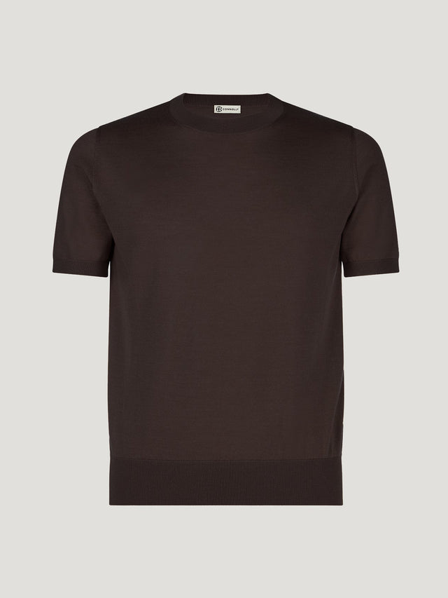 Dark Brown Classic Cashmere & Silk T-Shirt
