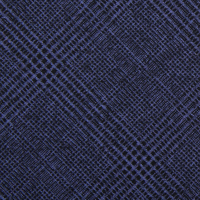 Glencheck Wool / Linen Bespoke Tie - Navy