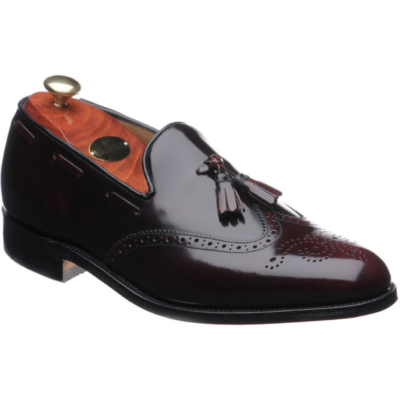 Barker Clive mens tasselled loafers in burgundy polished