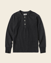 Vintage Long Sleeve Henley Shirt - Black