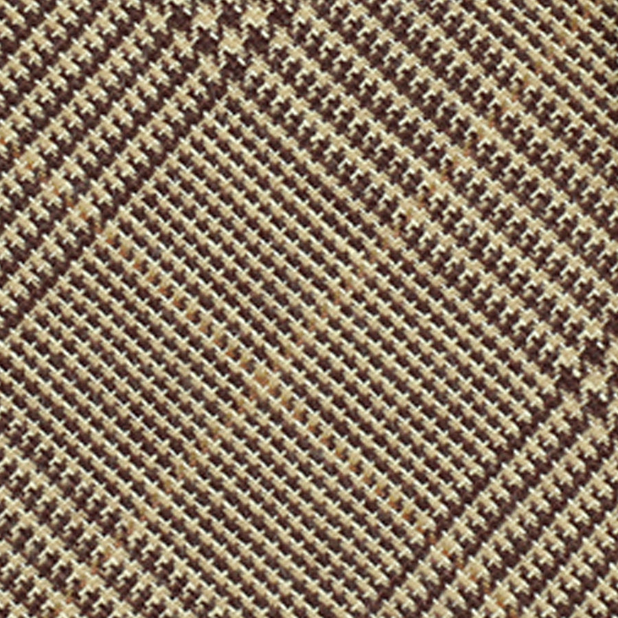 Abraham Moon Pow Check Bespoke Wool Linen Tie Beige