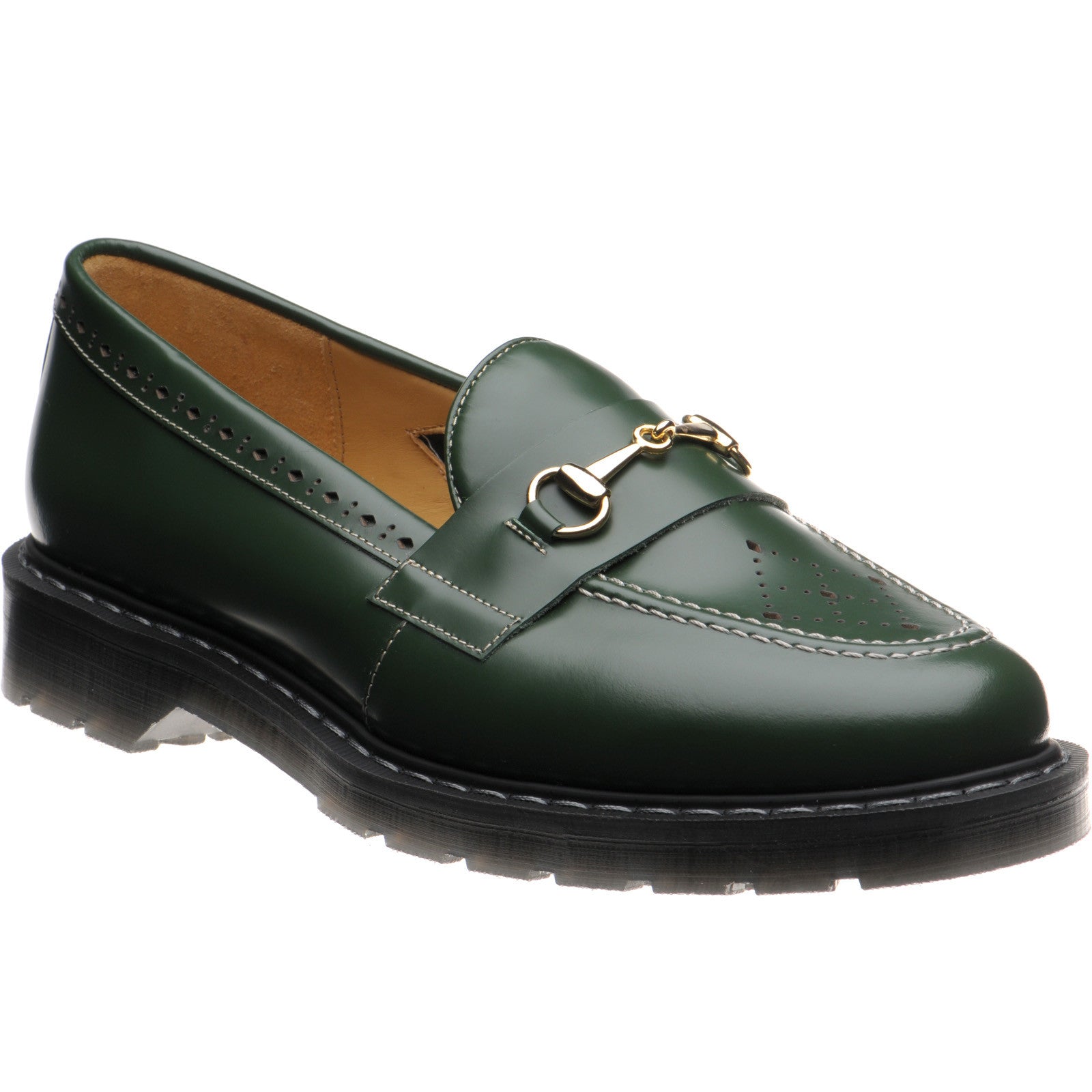 Wildsmith Model Penny mens rubber-soled loafers in green hi shine