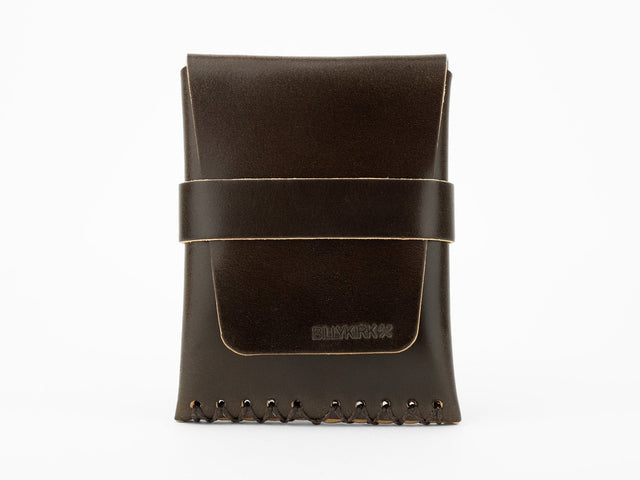 No. 155 Card Case with Flap, Dark Brown Cordovan