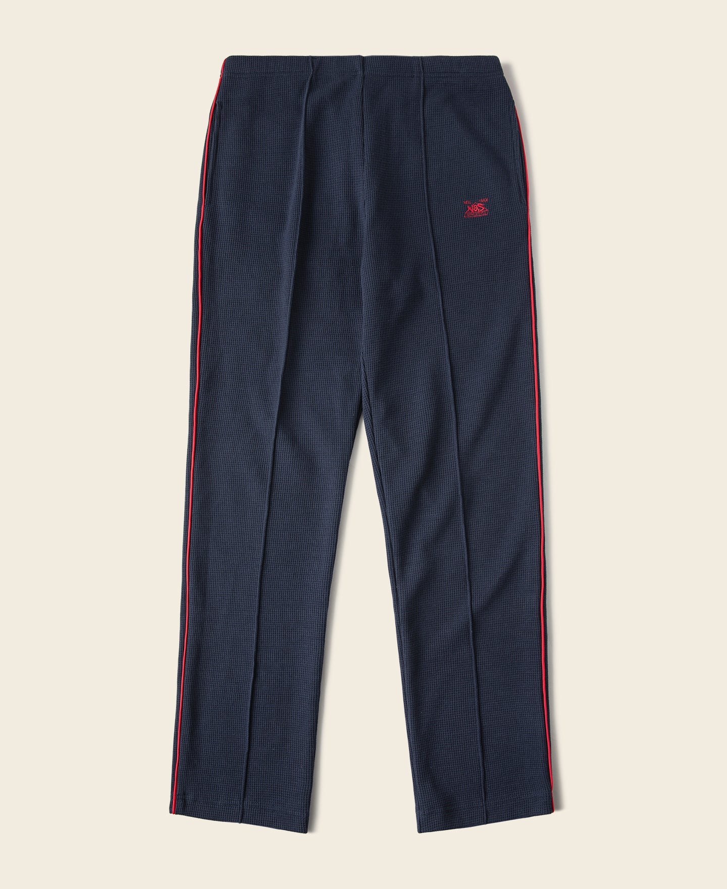 1970s Heavyweight Waffle Knit Jogger Pants - Navy