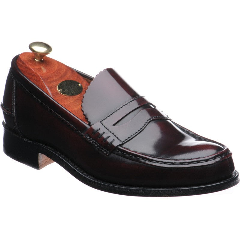 Barker Caruso mens loafers in burgundy polished