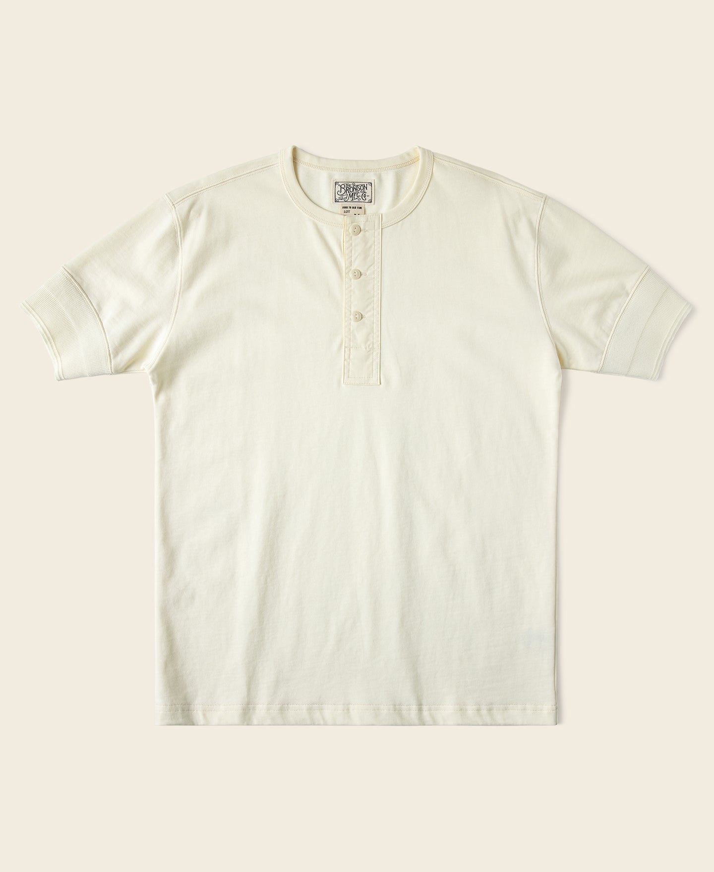 Vintage Short Sleeve Henley T-Shirt - Cream
