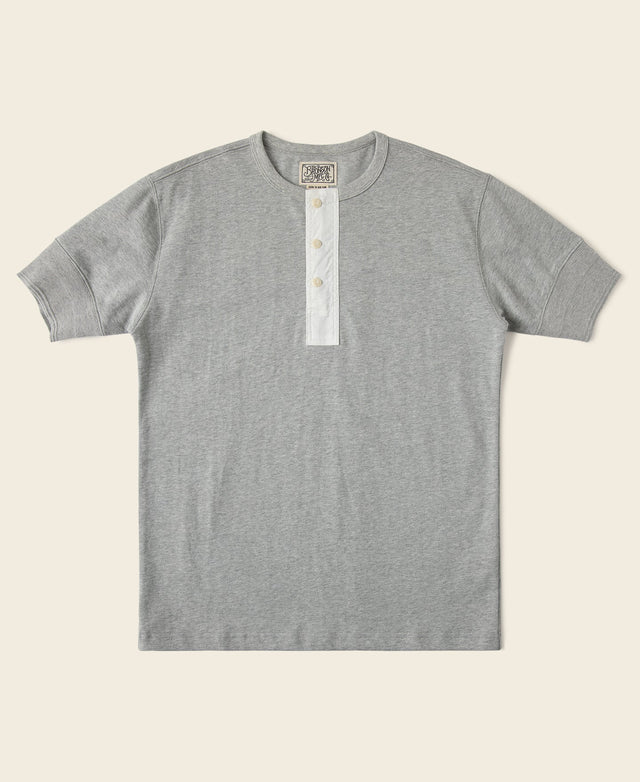 Vintage Short Sleeve Henley T-Shirt - Gray