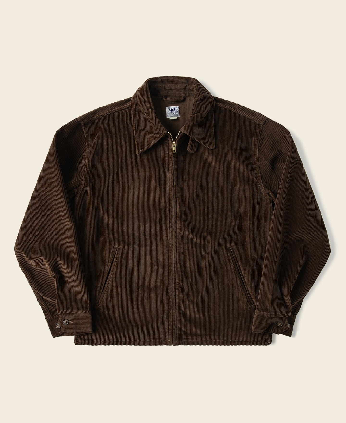 9 Wale Cotton Corduroy Zip-Up Jacket - Brown