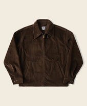 9 Wale Cotton Corduroy Zip-Up Jacket - Brown