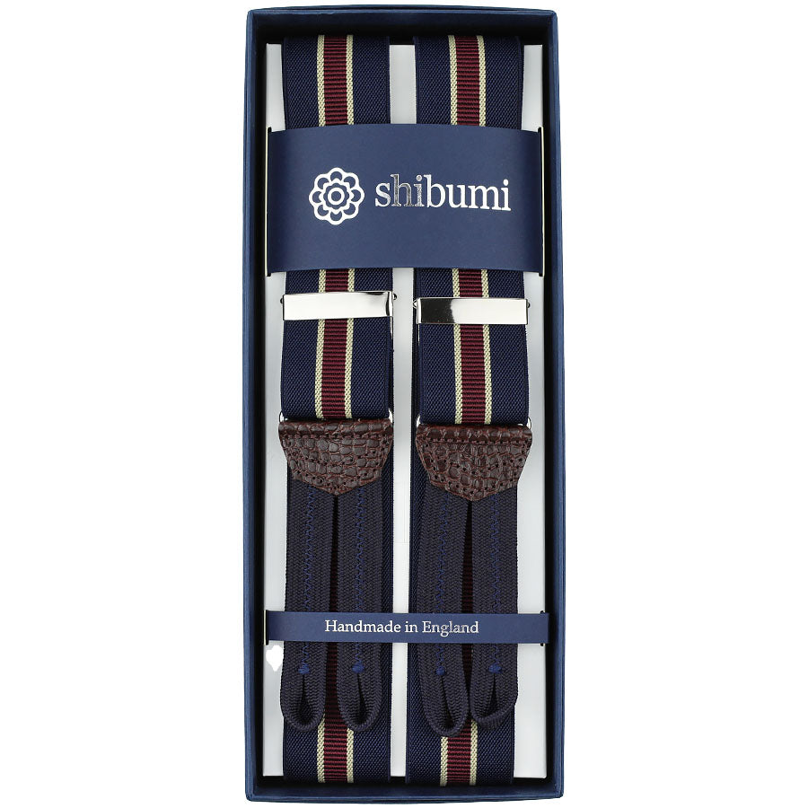 Elastic Barathea Braces Navy Cream