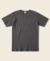 1950s Ribbed Cotton-Spandex Blend T-Shirt - Dark Gray