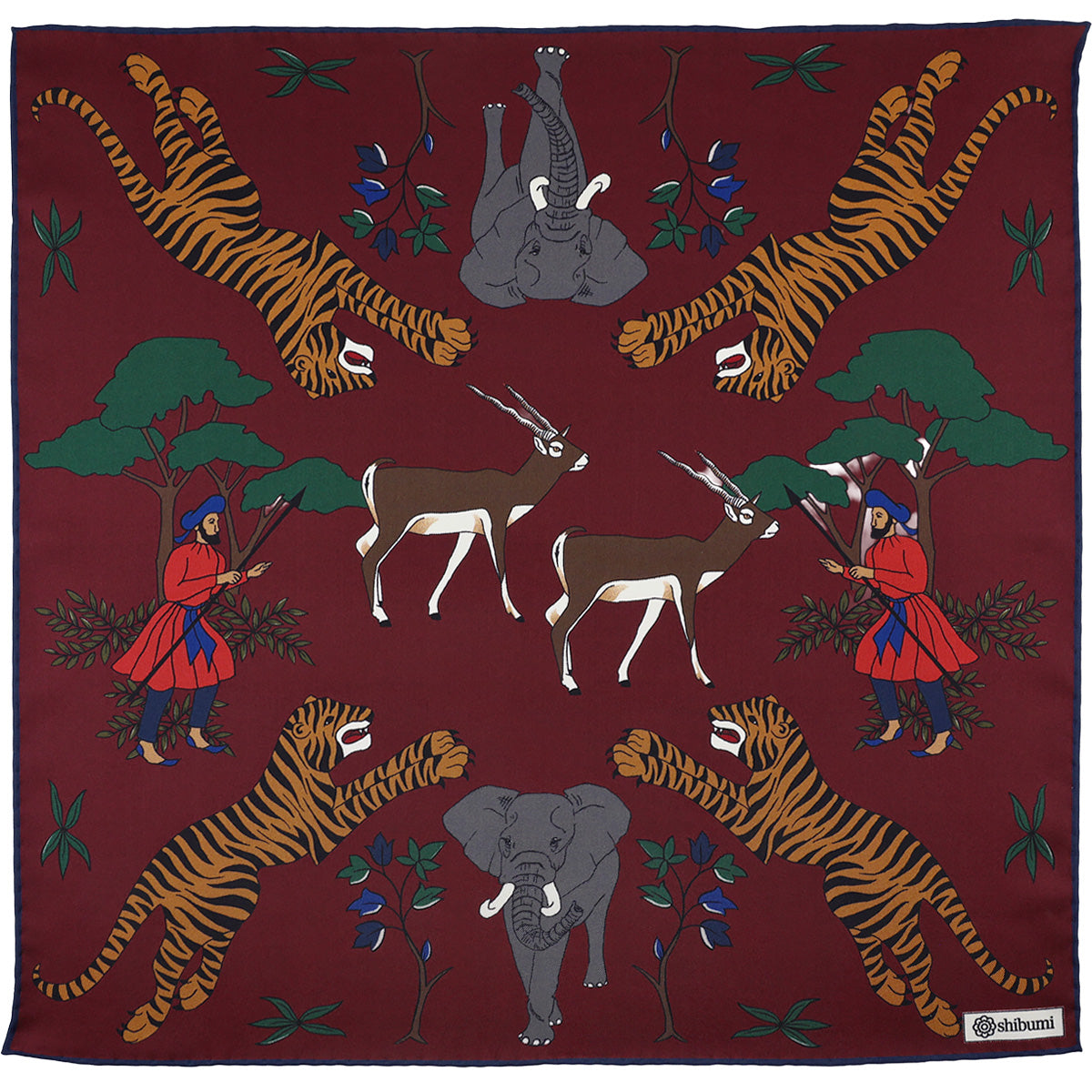 Animal Motif Silk Pocket Square 40x40cm