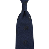 Geometrical Boucle Silk Tie - Navy - Hand-Rolled