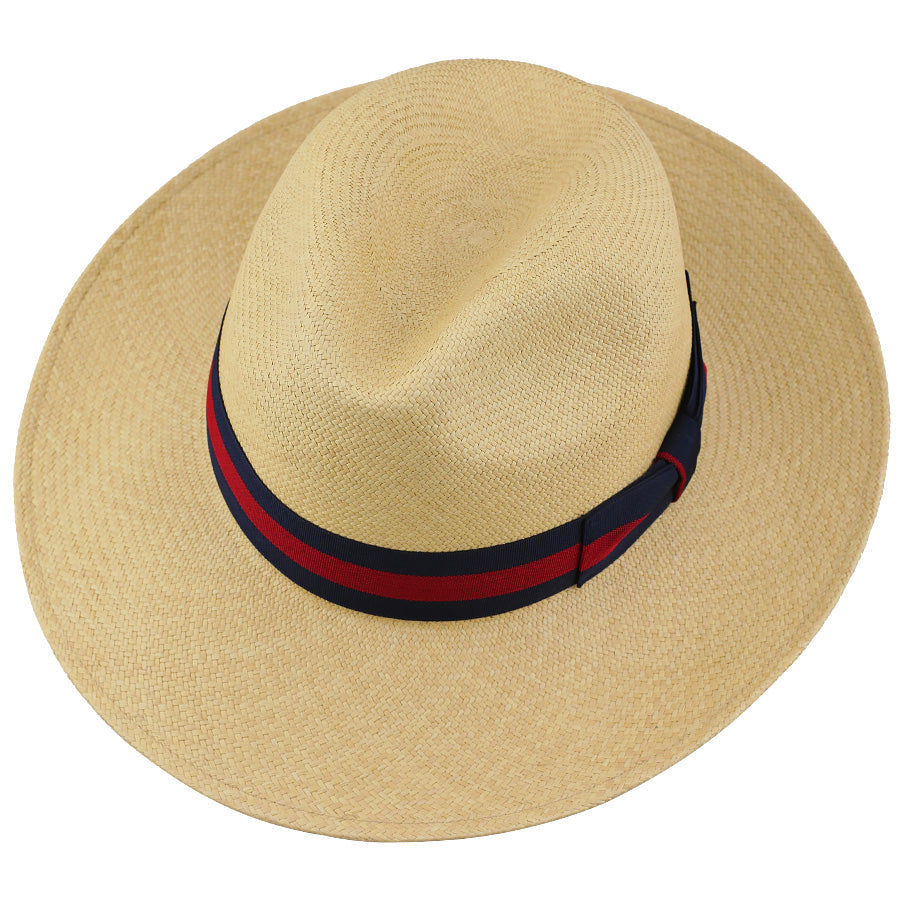 Panama Hat Sand Navy Burgundy Ribbon Llano