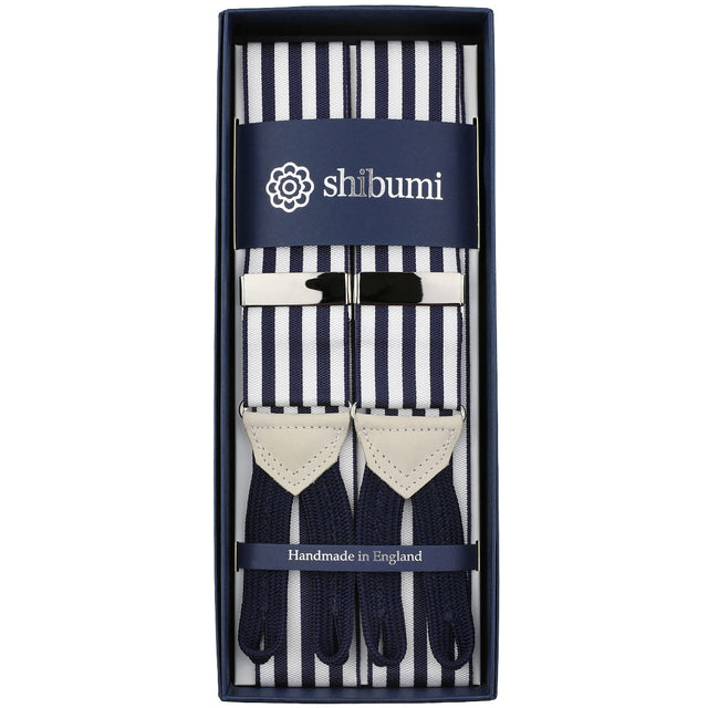 Barathea Braces - Navy / White