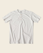 10.6 oz Cotton Short Sleeve Henley T-Shirt - White