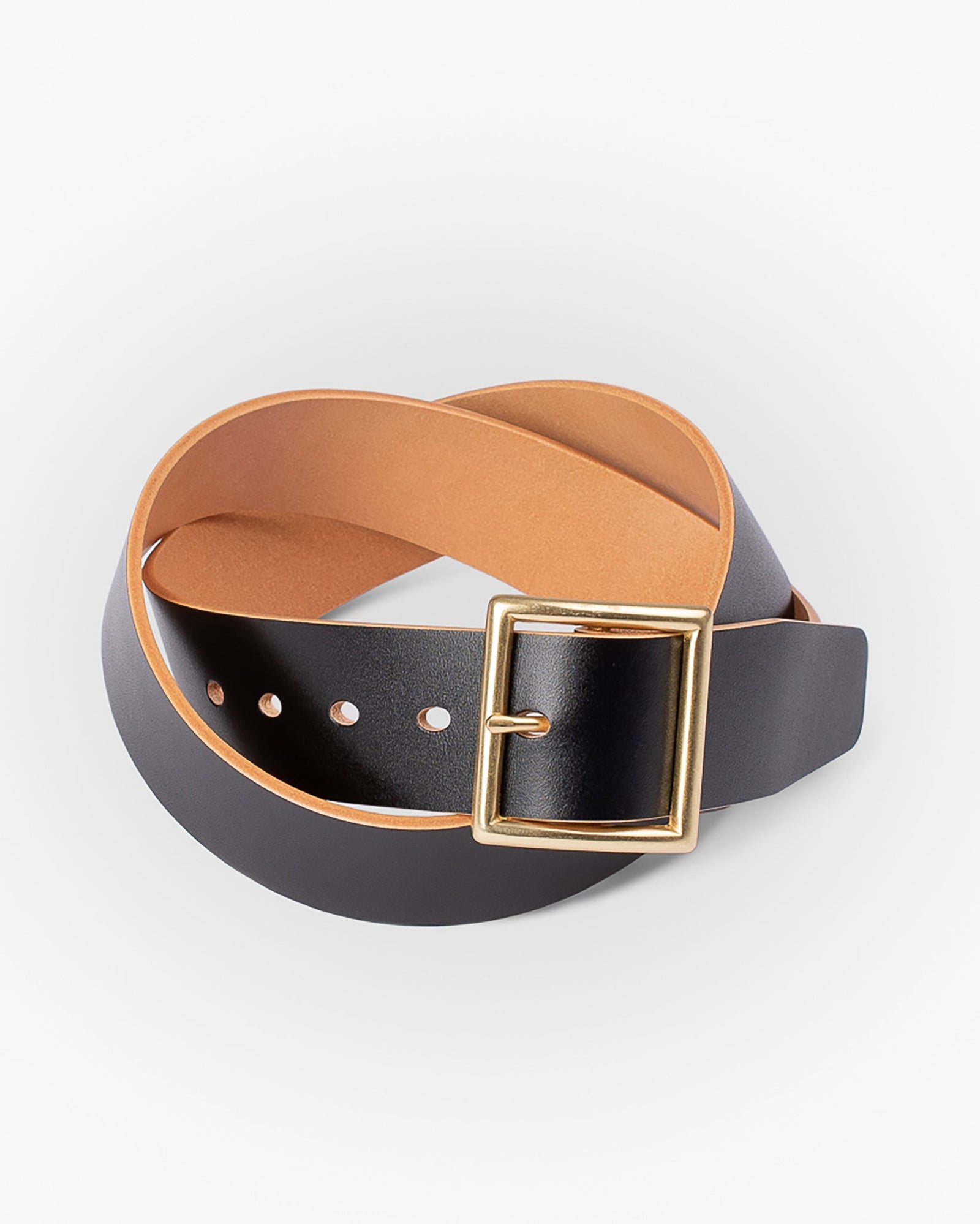 OGL Vintage 1.75" Leather Belt - Hand-Dyed Black