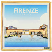 Firenze Travel Poster Silk Pocket Square - Ponte Vecchio - 40x40cm